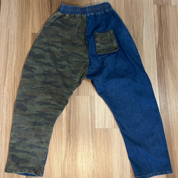 Patchwork Cargo Pants in Blue and Camouflage - Picture 2 of 2